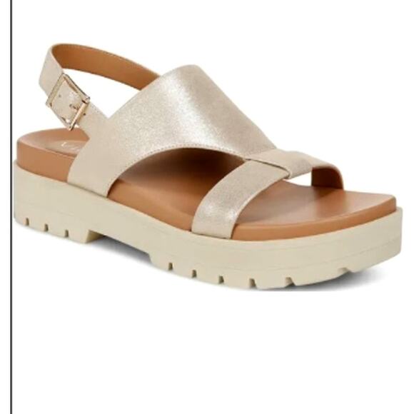Vionic Leather Comfort Sandals, Alondra Lug, Gold Size 10 – New in Box - Picture 1 of 11